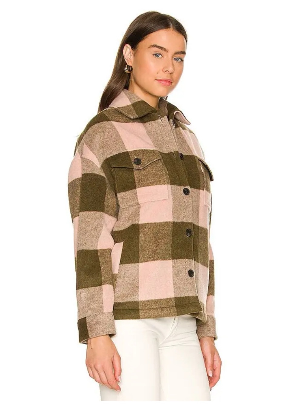 AllSaints Luella Check Jacket in Khaki & Pink US 8 Sold Out $$369